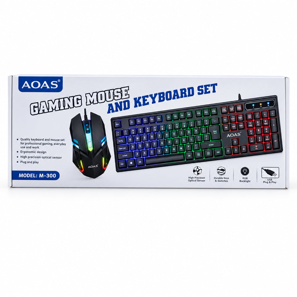 Set Gamer de Teclado y Mouse AOAS M-300