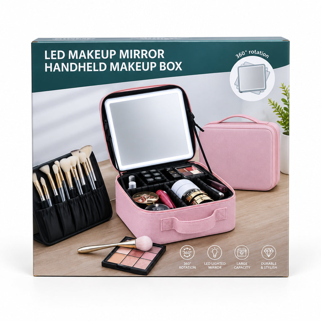 Organizador de Maquillaje Portátil con Espejo LED