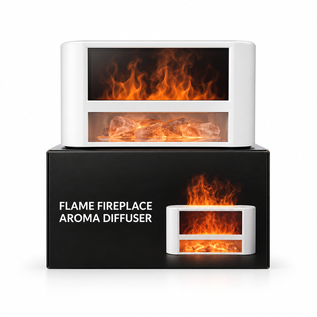 Humidificador Difusor de Aromas con Efecto Chimenea de Fuego y Piedras - Modelo T52)