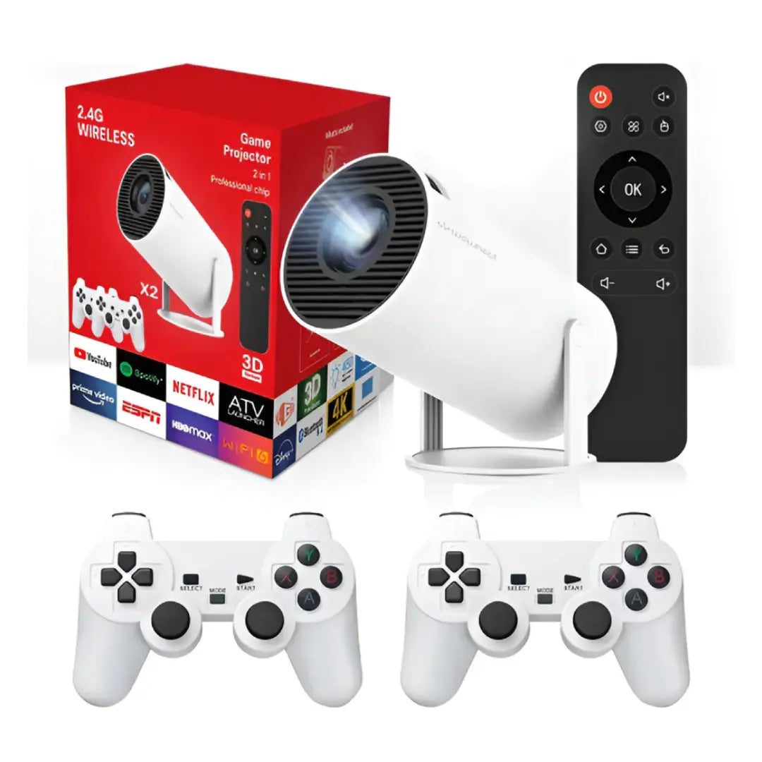 Proyector Portátil 2 en 1 con Videojuegos | Cine en Pantalla Grande
