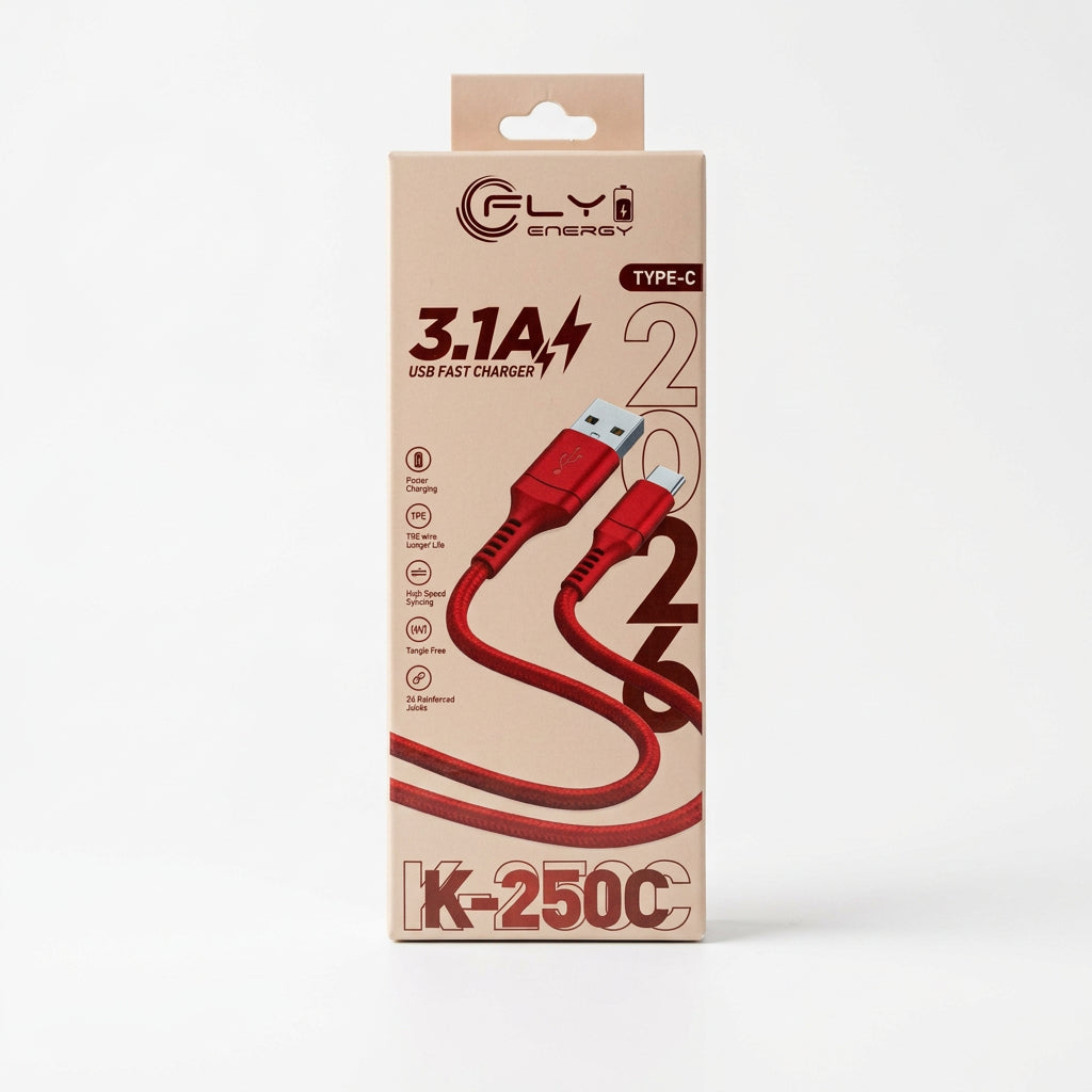 Cable de Carga Rápida y Sincronización FLY USB a Tipo-C 3.1A K-250C