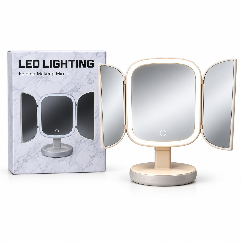 Espejo de Maquillaje Plegable con Luz LED JR-01