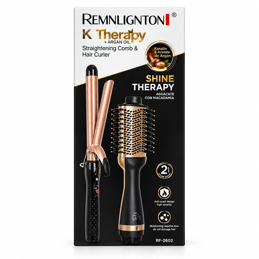 Set Combo de Pinza Rizadora y Cepillo Secador (Modelo RE-2602) &nbsp;