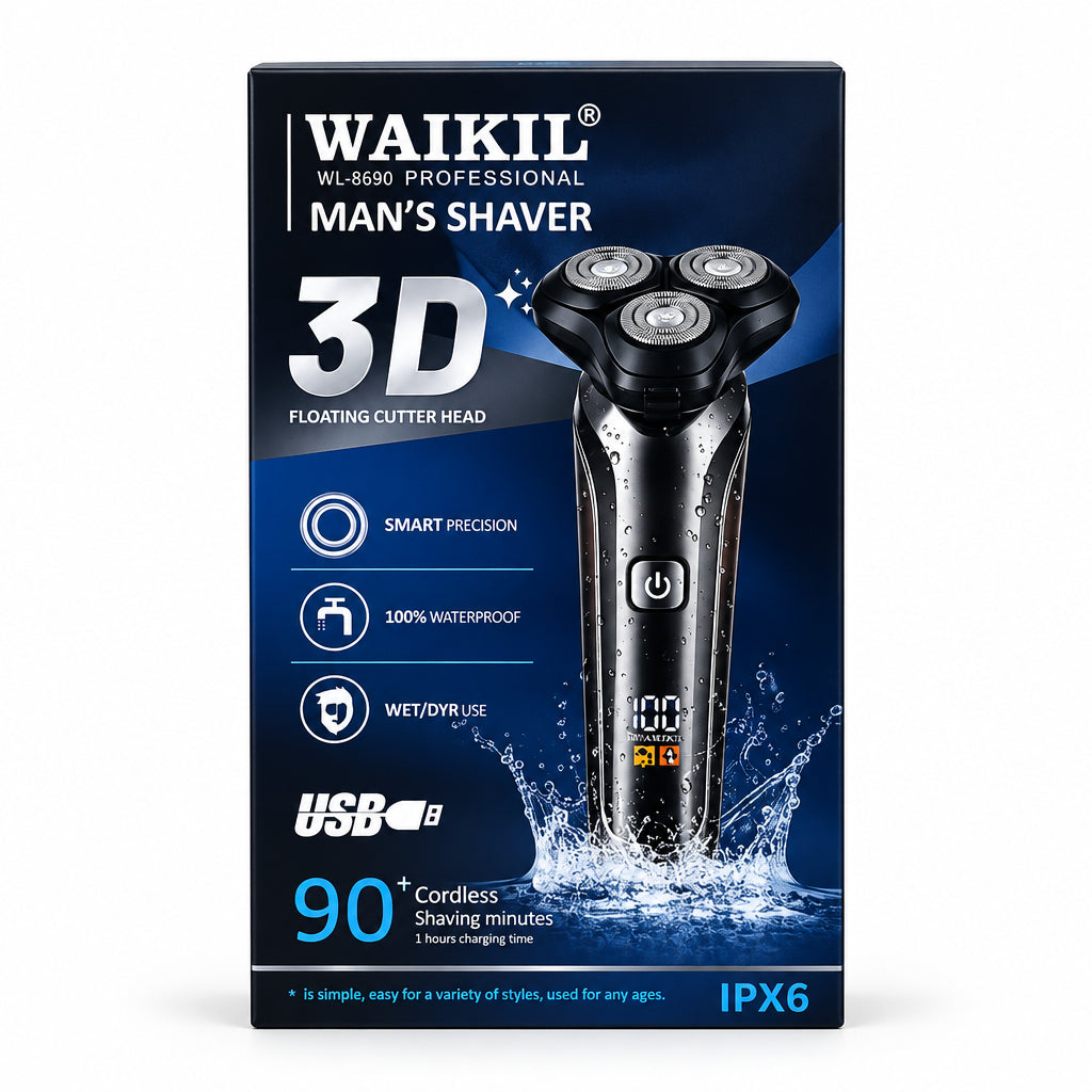 Afeitadora / Barbera Eléctrica Rotativa WAIKIL WL-8690 PROFESSIONAL