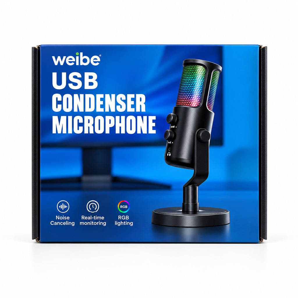 Micrófono de Condensador USB para Podcast y Gaming Weibe YU6
