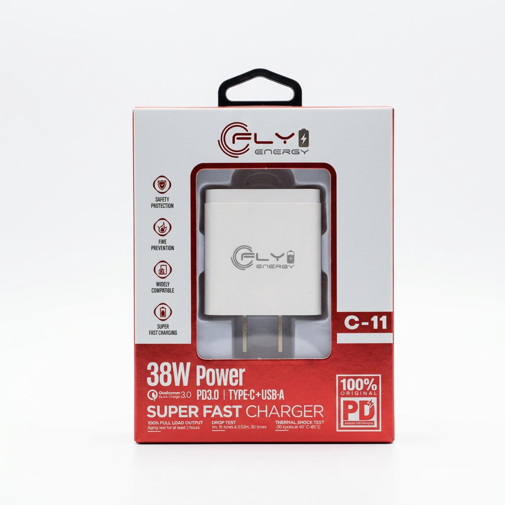 Adaptador de Pared Dual FLY 38W Carga Super Rápida C-11