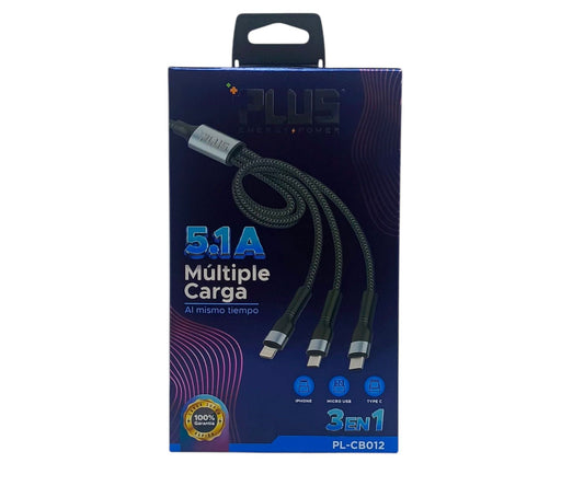Cable Multicarga 3 en 1 +Plus PL-CB012