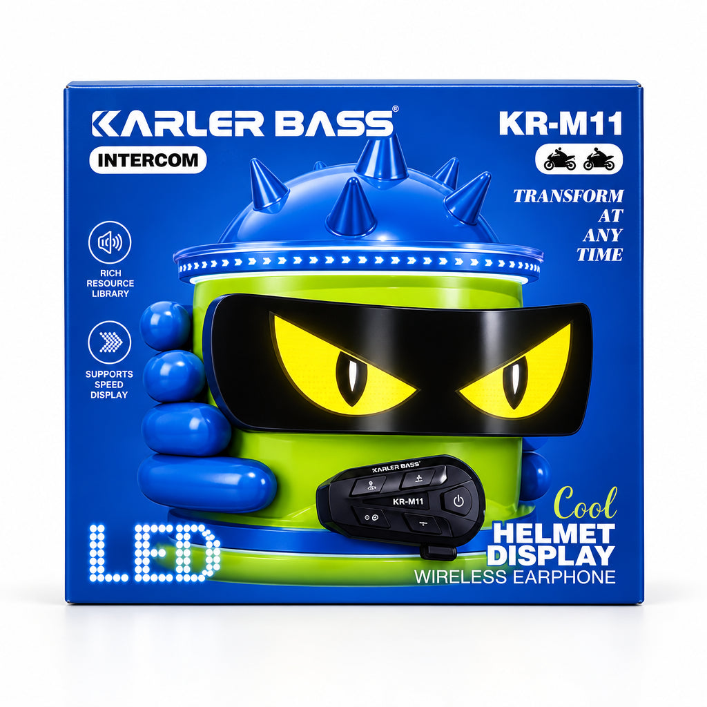 Intercomunicador para Casco de Moto con Pantalla LED Karler Bass (Modelo KR-M11)